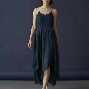 ✨ Masandrea Blue Gown with Purple Embellishments – Size Large ✨